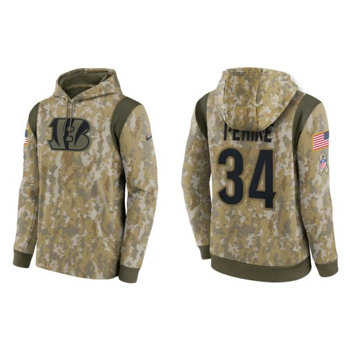 Samaje Perine Cincinnati Bengals Camo 2021 Salute To Service Veterans Day Therma Pullover Hoodie