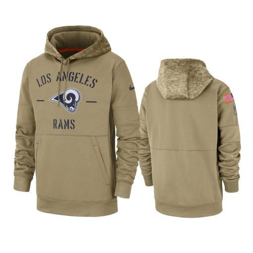 Los Angeles Rams Tan 2019 Salute To Service Sideline Therma Pullover Hoodie