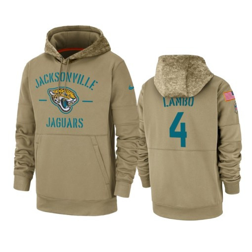 Jacksonville Jaguars Josh Lambo Tan 2019 Salute To Service Sideline Therma Pullover Hoodie