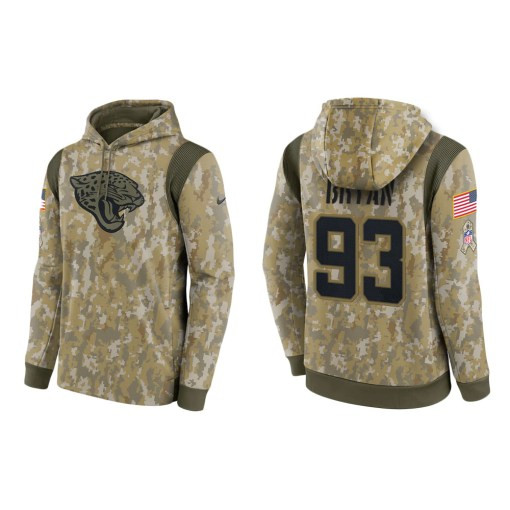 Taven Bryan Jacksonville Jaguars Camo 2021 Salute To Service Veterans Day Therma Pullover Hoodie