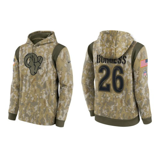 Terrell Burgess Los Angeles Rams Camo 2021 Salute To Service Veterans Day Therma Pullover Hoodie