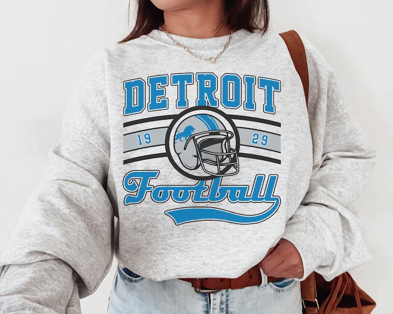 Vintage Detroit Football Sweatshirt, Vintage Style Detroit Football Crewneck, Lions Football shirt, Detroit Football Hoodie Fan Gifts