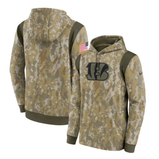 Cincinnati Bengals Camo 2021 Salute To Service Therma Hoodie