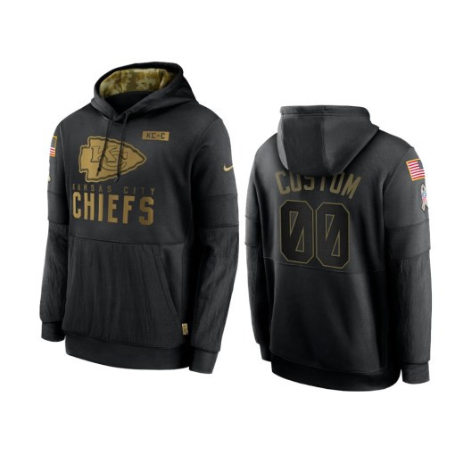 Kansas City Chiefs Custom Black 2020 Salute To Service Sideline Performance Pullover Hoodie