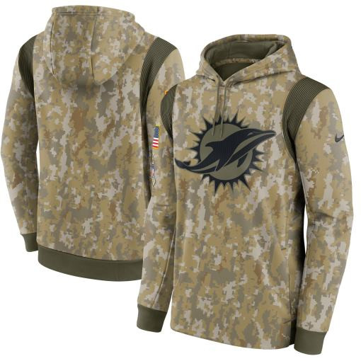 Miami Dolphins 2021 Salute To Service Therma Performance Pullover Hoodie – Camo