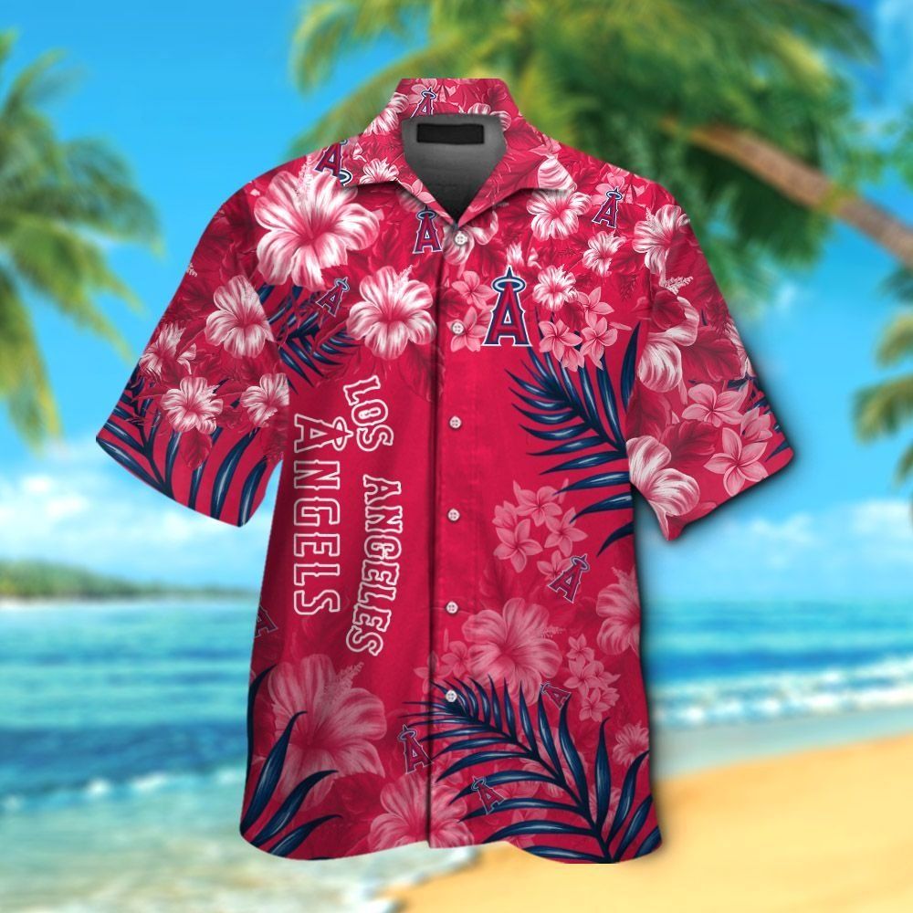 Los Angeles Angels Short Sleeve Button Up Tropical Hawaiian Shirt Ver04