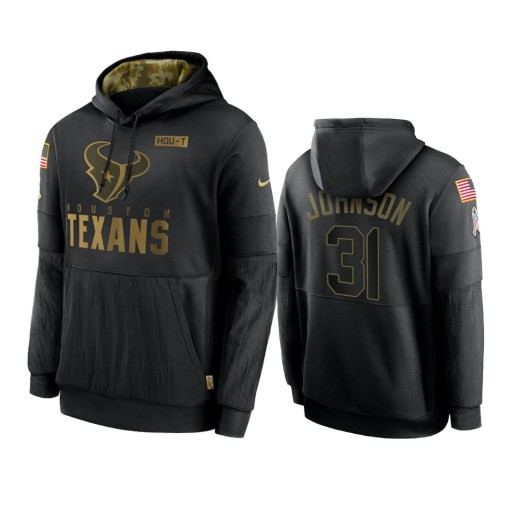 Houston Texans David Johnson Black 2020 Salute To Service Sideline Performance Pullover Hoodie