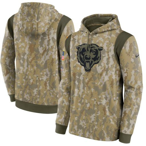 Chicago Bears 2021 Salute To Service Therma Performance Pullover Hoodie – Camo