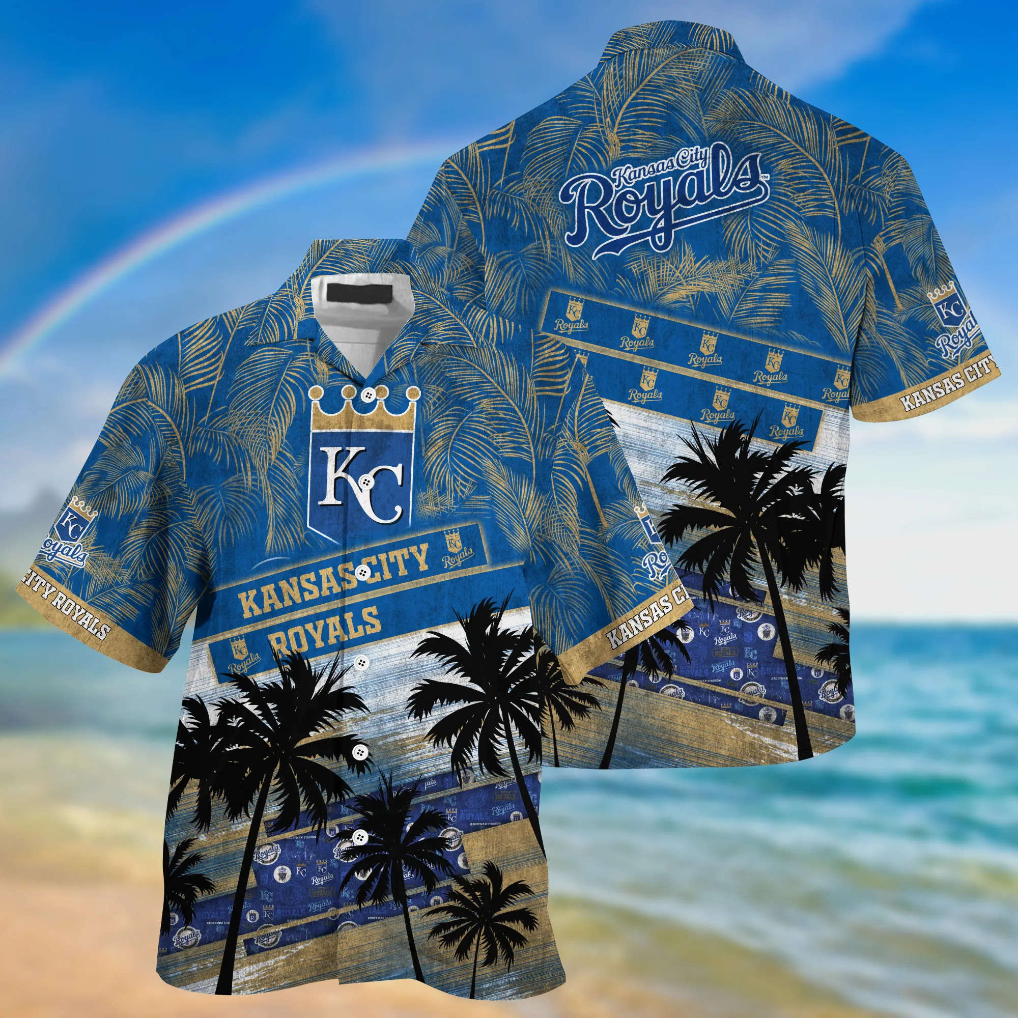 Kansas City Royals Mlb Palm Tree Pattern Hawaii Shirt For Sports Fans Unisex Sport Hawaii Shirt