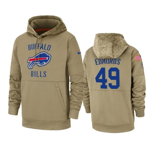 Buffalo Bills Tremaine Edmunds Tan 2019 Salute To Service Sideline Therma Pullover Hoodie