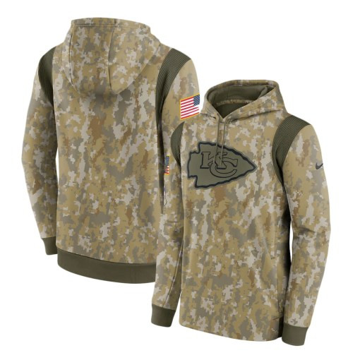 Kansas City Chiefs Camo 2021 Salute To Service Therma Hoodie