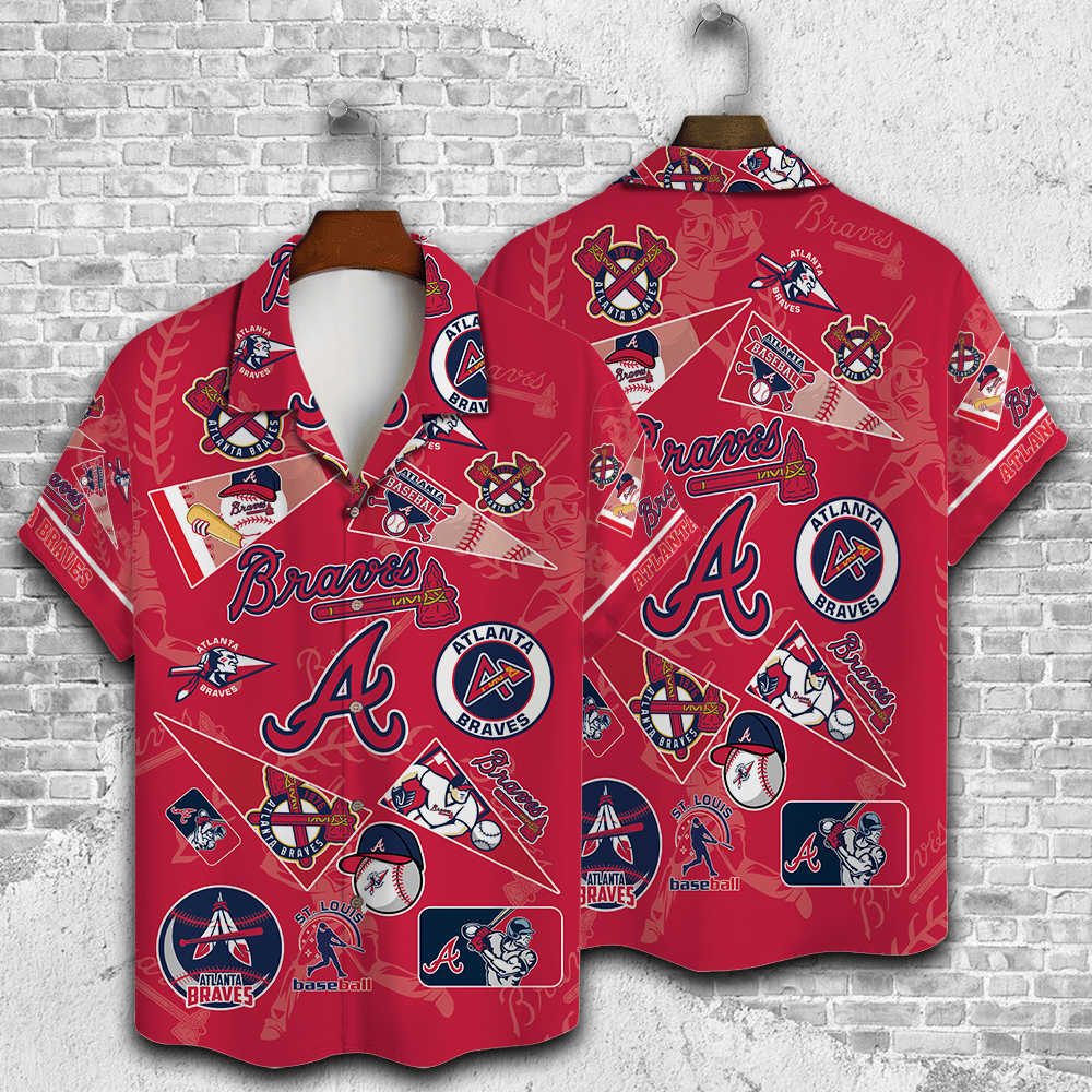 Atlanta Braves Themed Hawaiian Shirt With Vivid Print