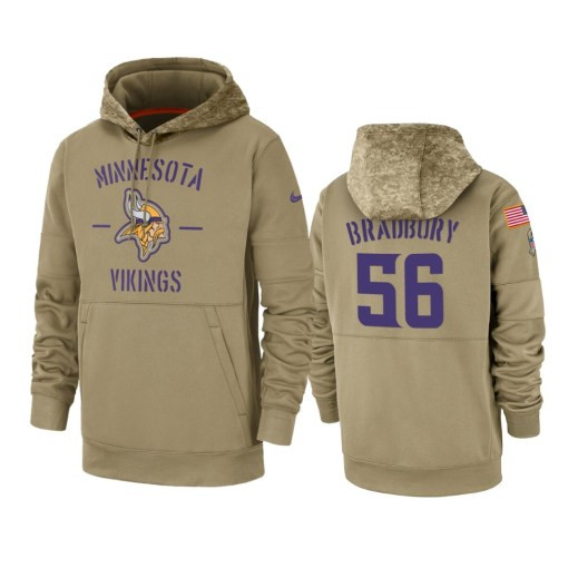 Minnesota Vikings Garrett Bradbury Tan 2019 Salute To Service Sideline Therma Pullover Hoodie