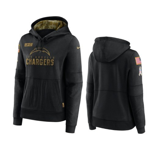 Women’S Los Angeles Chargers Black 2020 Salute To Service Performance Pullover Hoodie