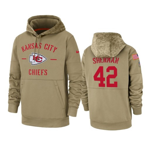 Kansas City Chiefs Anthony Sherman Tan 2019 Salute To Service Sideline Therma Pullover Hoodie