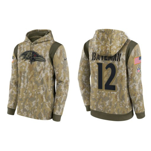 Rashod Bateman Baltimore Ravens Camo 2021 Salute To Service Veterans Day Therma Pullover Hoodie