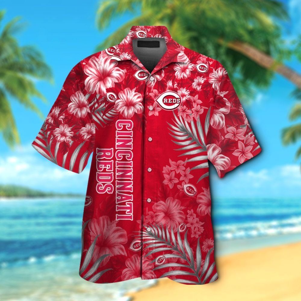 Cincinnati Reds Short Sleeve Button Up Tropical Hawaiian Shirt Ver010