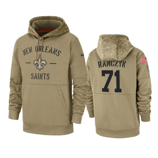 New Orleans Saints Ryan Ramczyk Tan 2019 Salute To Service Sideline Therma Pullover Hoodie