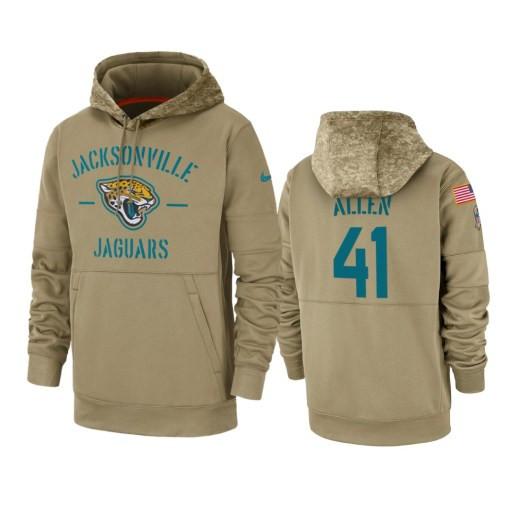 Jacksonville Jaguars Josh Allen Tan 2019 Salute To Service Sideline Therma Pullover Hoodie