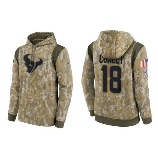 Chris Conley Houston Texans Camo 2021 Salute To Service Veterans Day Therma Pullover Hoodie