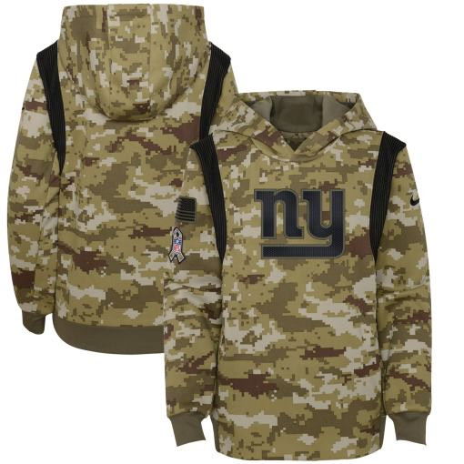 New York Giants Youth 2021 Salute To Service Therma Performance Pullover Hoodie – Olive