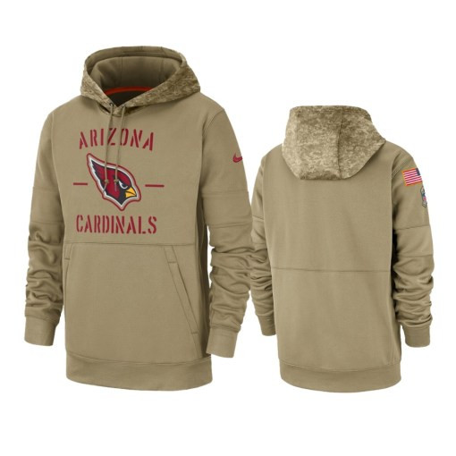 Arizona Cardinals Tan 2019 Salute To Service Sideline Therma Pullover Hoodie