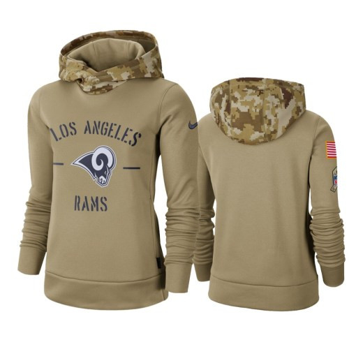 Los Angeles Rams Khaki 2019 Salute To Service Therma Pullover Hoodie