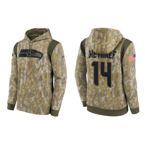 D.K. Metcalf Seattle Seahawks Camo 2021 Salute To Service Veterans Day Therma Pullover Hoodie