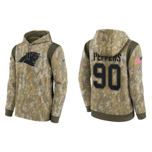 Julius Peppers Carolina Panthers Camo 2021 Salute To Service Veterans Day Therma Pullover Hoodie