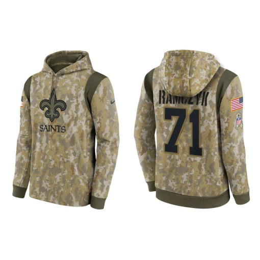 Ryan Ramczyk New Orleans Saints Camo 2021 Salute To Service Veterans Day Therma Pullover Hoodie