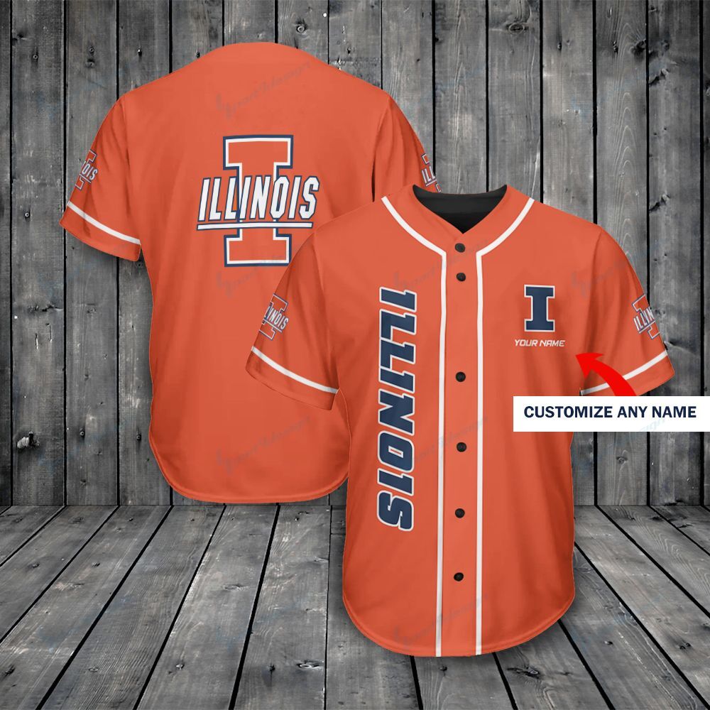 Illinois Fighting Illini Personalized Baseball Jersey 373