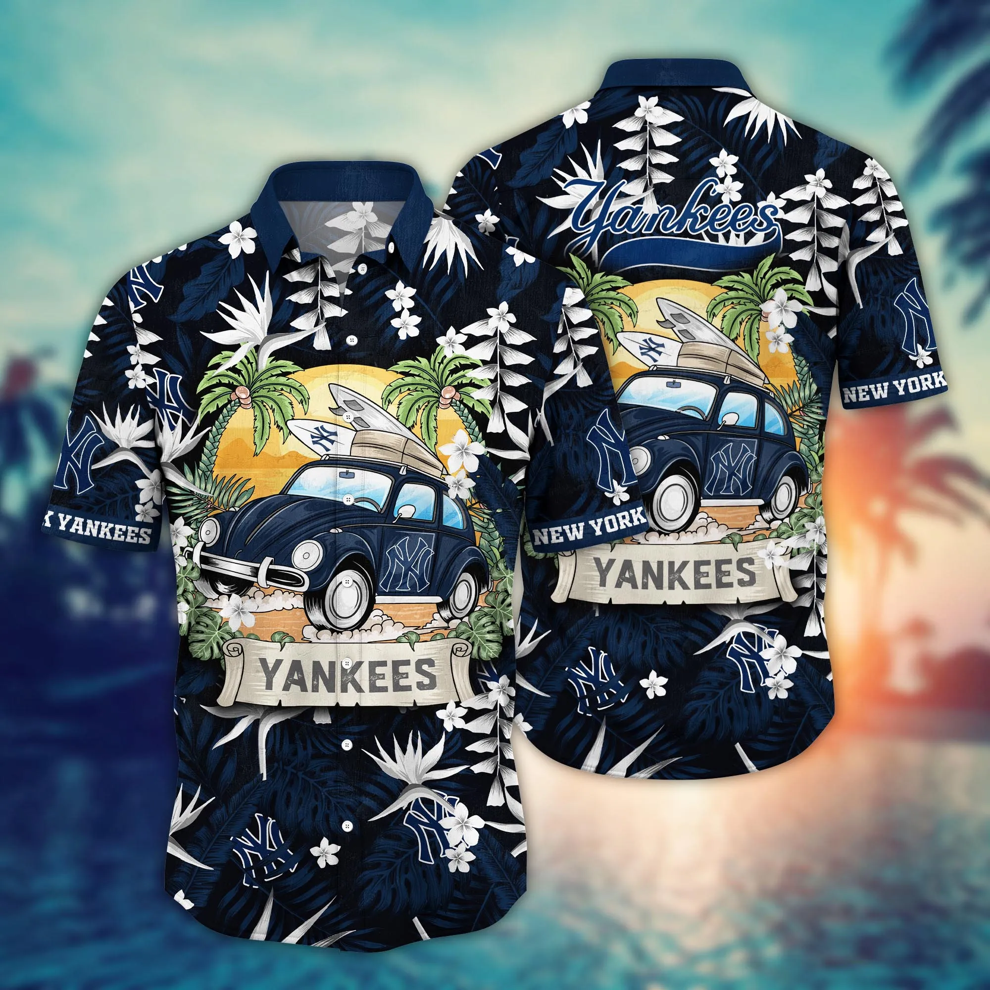 New York Yankees Mlb Hawaiian Shirt Beach Daystime Aloha Shirt