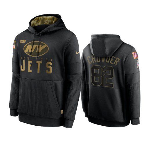 New York Jets Jamison Crowder Black 2020 Salute To Service Sideline Performance Pullover Hoodie