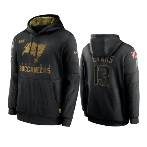 Tampa Bay Buccaneers Mike Evans Black 2020 Salute To Service Sideline Performance Pullover Hoodie