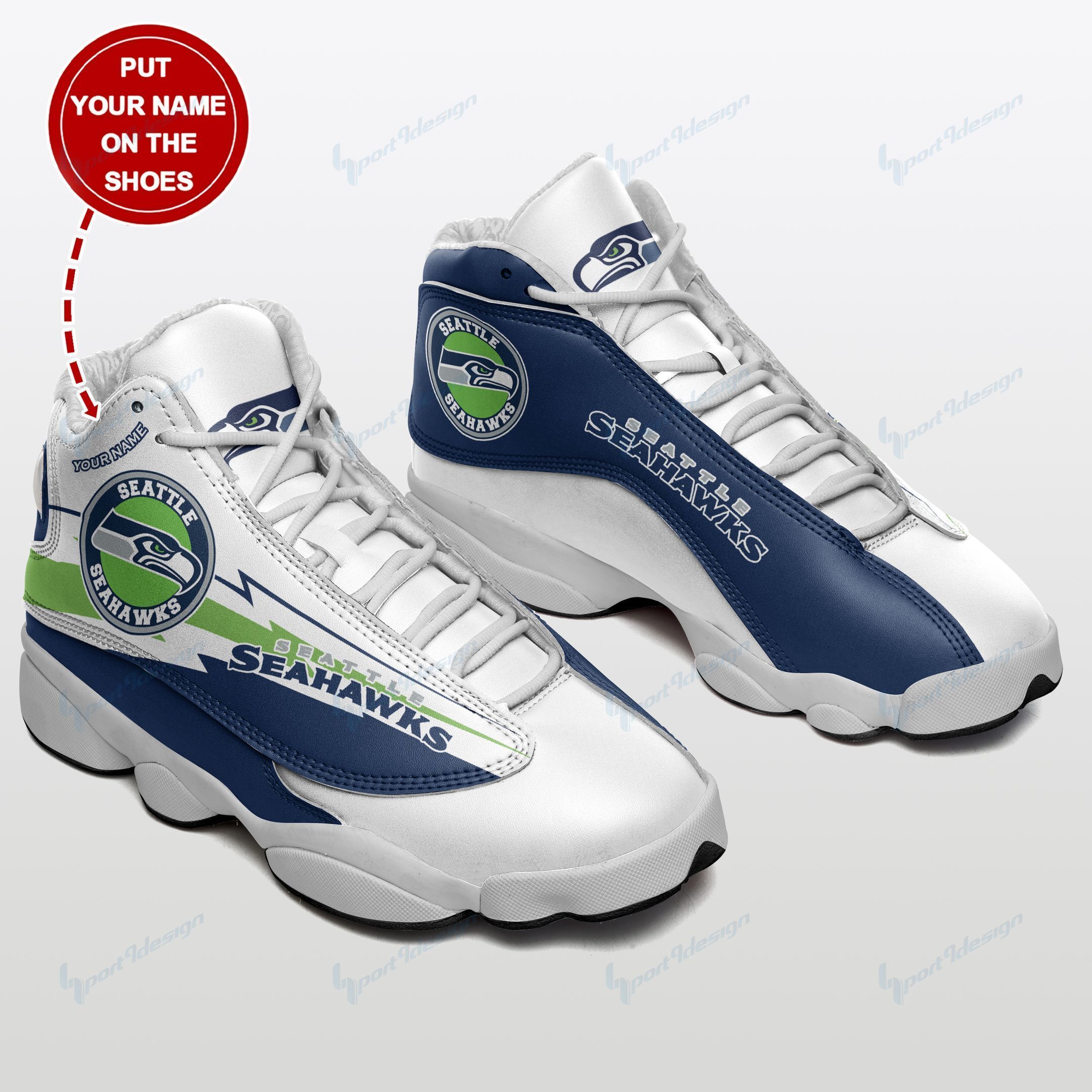 Seattle Seahawks Personalized Air JD13 Sneakers 556