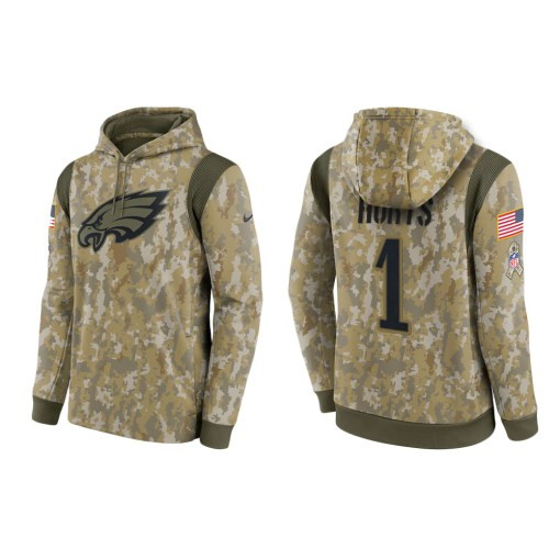 Jalen Hurts Philadelphia Eagles Camo 2021 Salute To Service Veterans Day Therma Pullover Hoodie