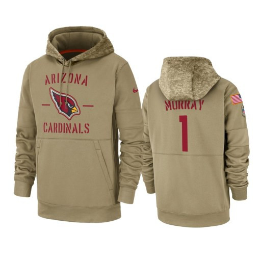 Arizona Cardinals Kyler Murray Tan 2019 Salute To Service Sideline Therma Pullover Hoodie