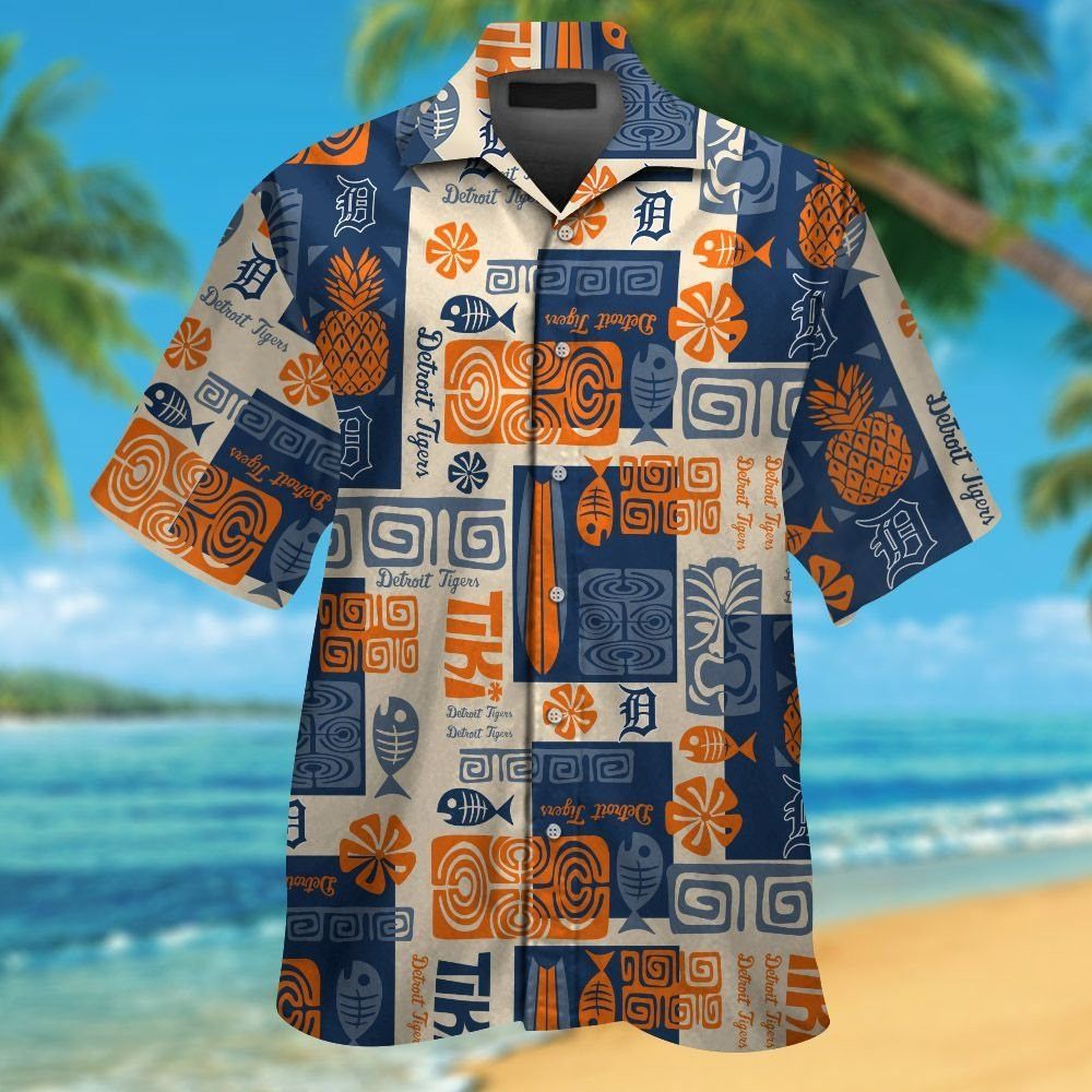 Detroit Tigers Short Sleeve Button Up Tropical Hawaiian Shirt Ver06