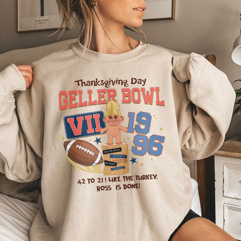 Friends Thanksgiving Sweatshirt, Geller Bowl, 90s Nostalgia, College Letters Shirt, Thanksgiving Friends Reunion, The One With The Football