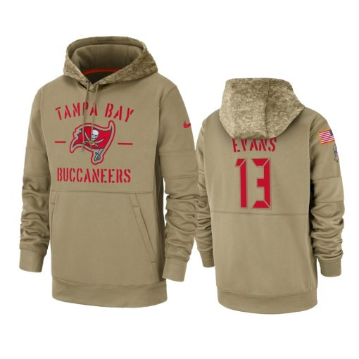 Tampa Bay Buccaneers Mike Evans Tan 2019 Salute To Service Sideline Therma Pullover Hoodie