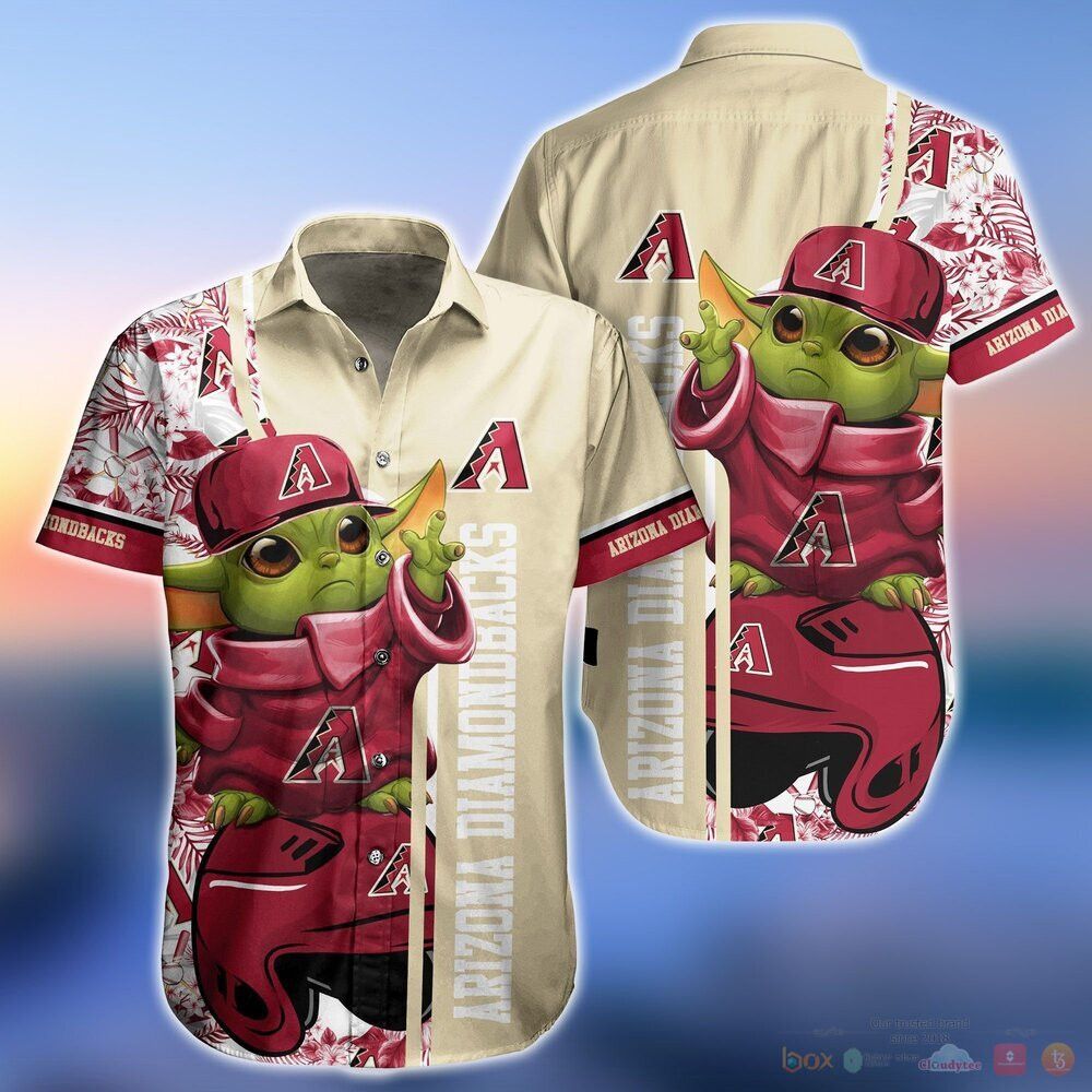 Mlb Arizona Diamondbacks Red Gold Baby Yoda Trendy Hawaiian Shirt Aloha Shirt