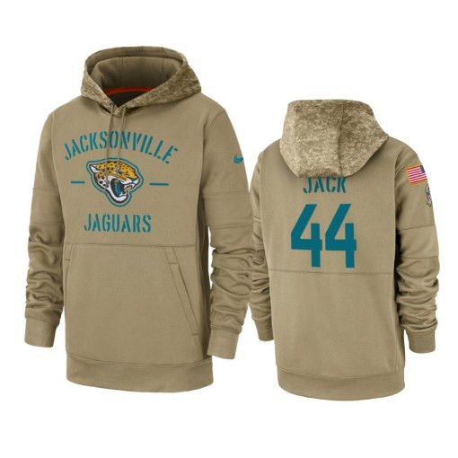 Jacksonville Jaguars Myles Jack Tan 2019 Salute To Service Sideline Therma Pullover Hoodie