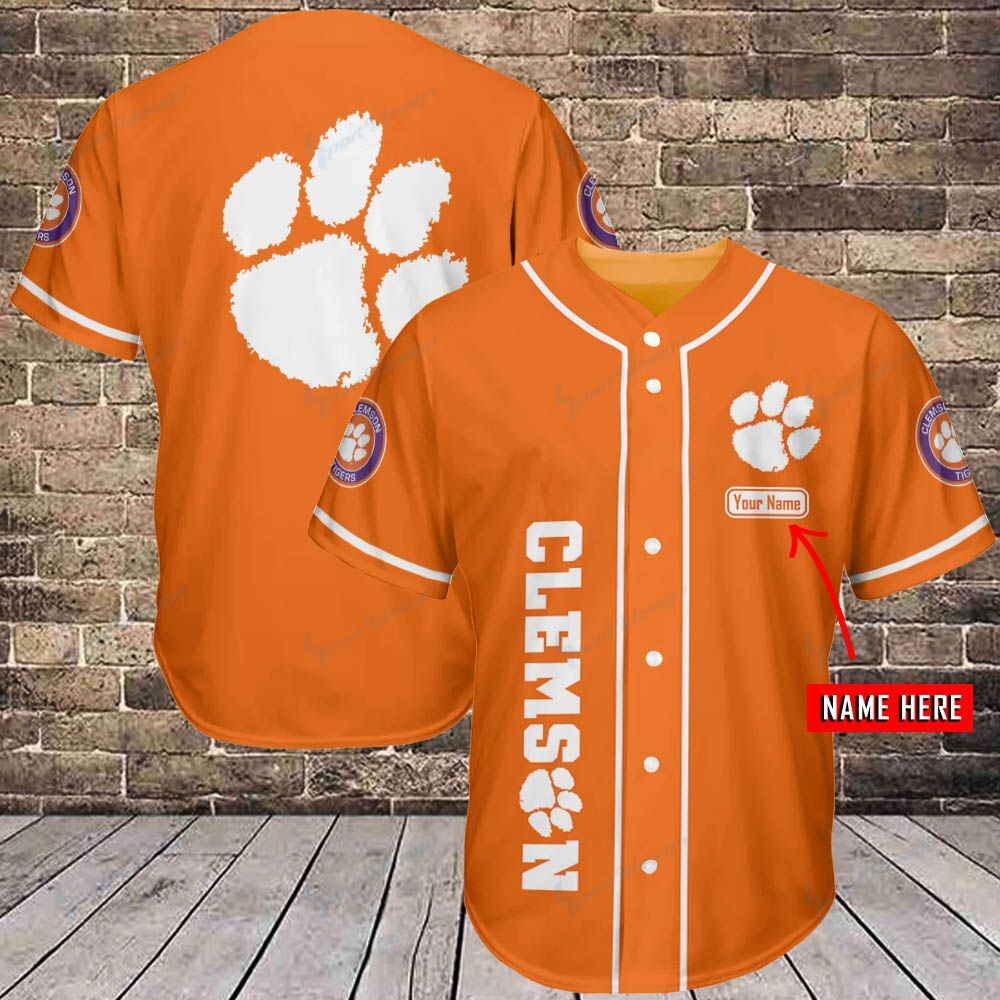 Clemson Tigers Personalized  Baseball Jersey 334