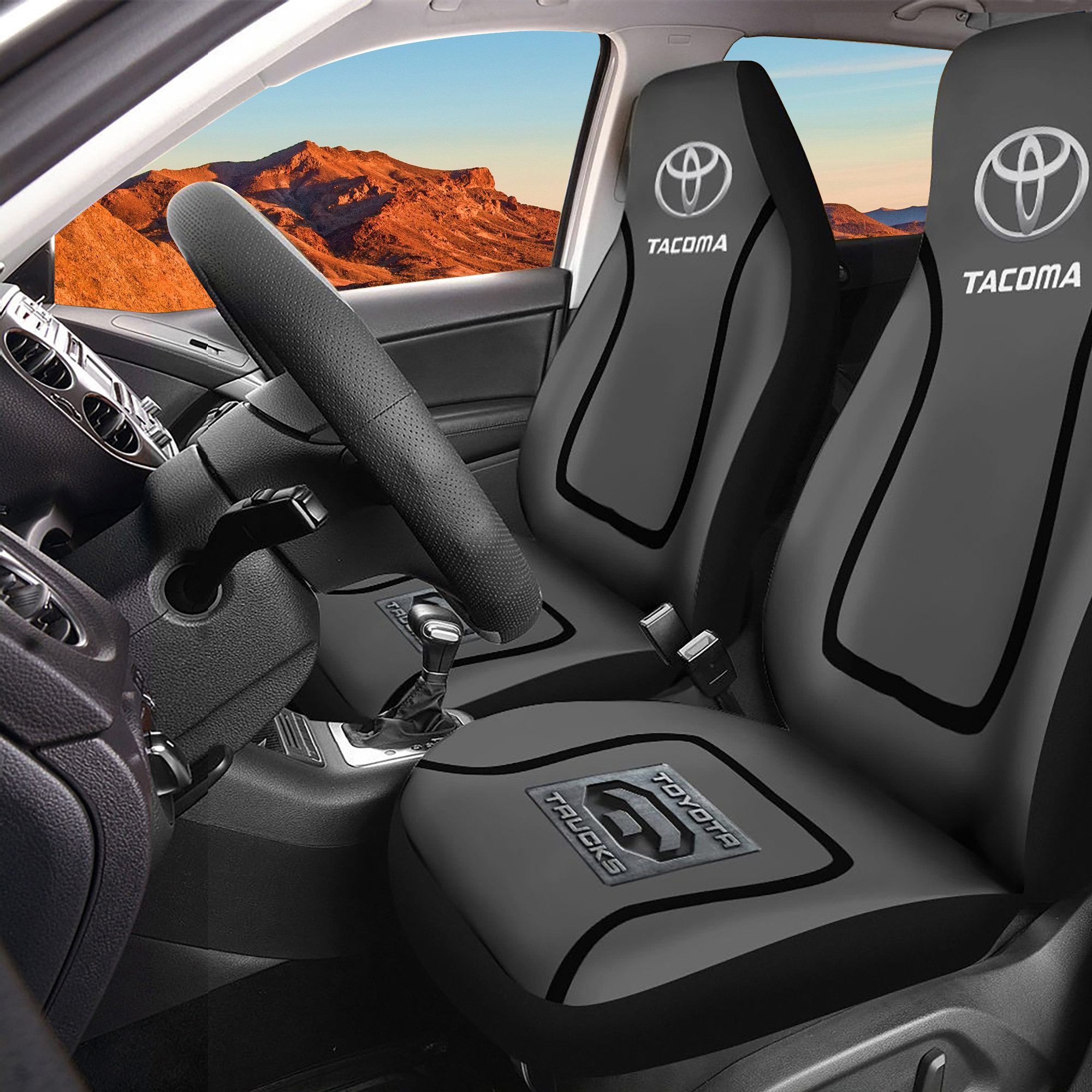 Toyota Tacoma Nct-Ht Logo Car Seat Cover Set (Grey) CSC268