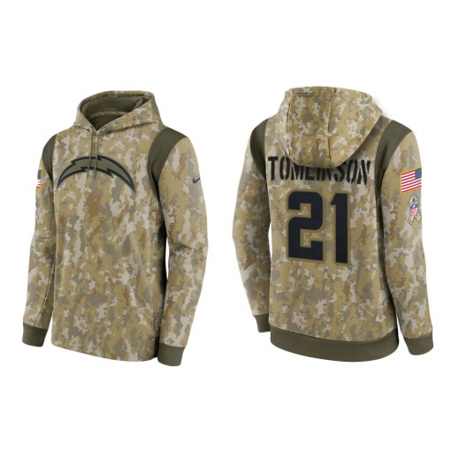 Ladainian Tomlinson Los Angeles Chargers Camo 2021 Salute To Service Veterans Day Therma Pullover Hoodie