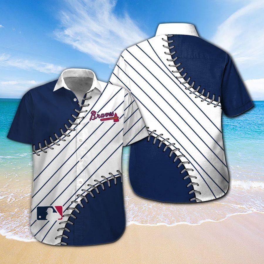 Tropical Hawaiian Short Sleeve Atlanta Braves Shirt Button Up