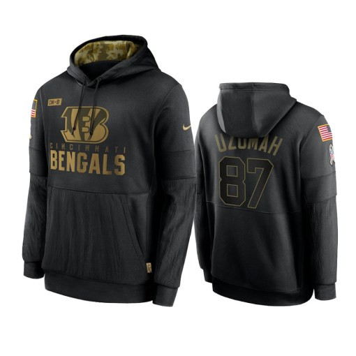 Cincinnati Bengals C.J. Uzomah Black 2020 Salute To Service Sideline Performance Pullover Hoodie