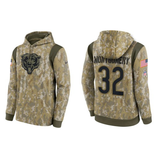 David Montgomery Chicago Bears Camo 2021 Salute To Service Veterans Day Therma Pullover Hoodie