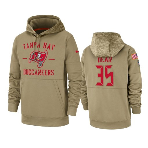 Tampa Bay Buccaneers Jamel Dean Tan 2019 Salute To Service Sideline Therma Pullover Hoodie