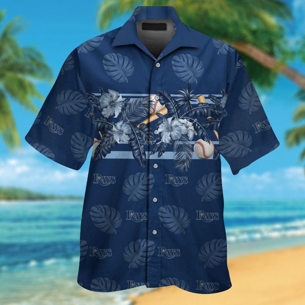 Tampa Bay Rays Short Sleeve Button Up Tropical Hawaiian Shirt Ver011